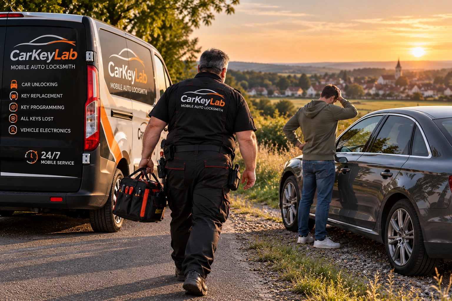 CarKeyLab mobile auto locksmith providing roadside vehicle key assistance